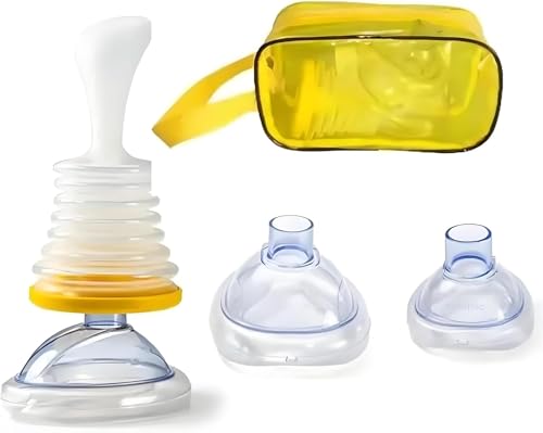 3 Pcs Portable Air Suction Rescue Kit Reusable Choking Relief Tool for Adults & Children Home & Travel Emergency Safety Kit with 2 Mask Sizes Easy to Use & Compact Design