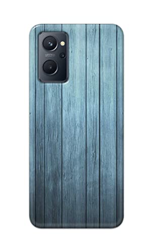 Image of Printed Hard Back Cover Case for Realme 9i 4G Back Cover (Wooden Blue) -1302