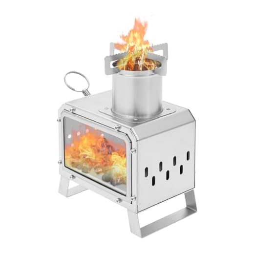 Estufa de leña multiusos de madera, portátil, para camping, exterior, de acero inoxidable, con ventana de microcristal, para picnic, camping, jardín, barbacoa