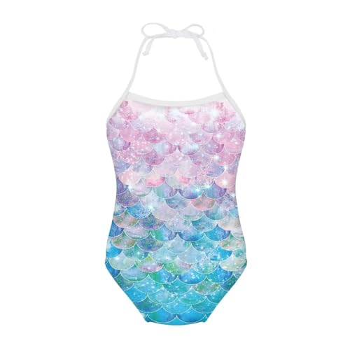 Spowatriy Traje de baño de una pieza para niñas de 1 a 10 años, Escama de sirena, 9-10 años