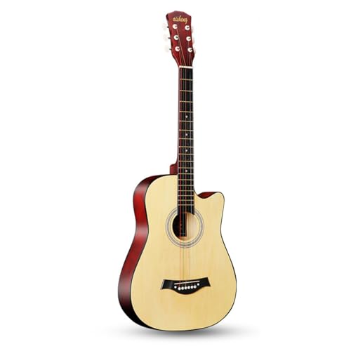 NIGOE アコースティックギター 38インチ 木製ギター 初心者セット エントリー練習用 アコースティックデザイン アクセサリー付き コンパクト 初心者、学生、子供、大人向け (ナチュラル)