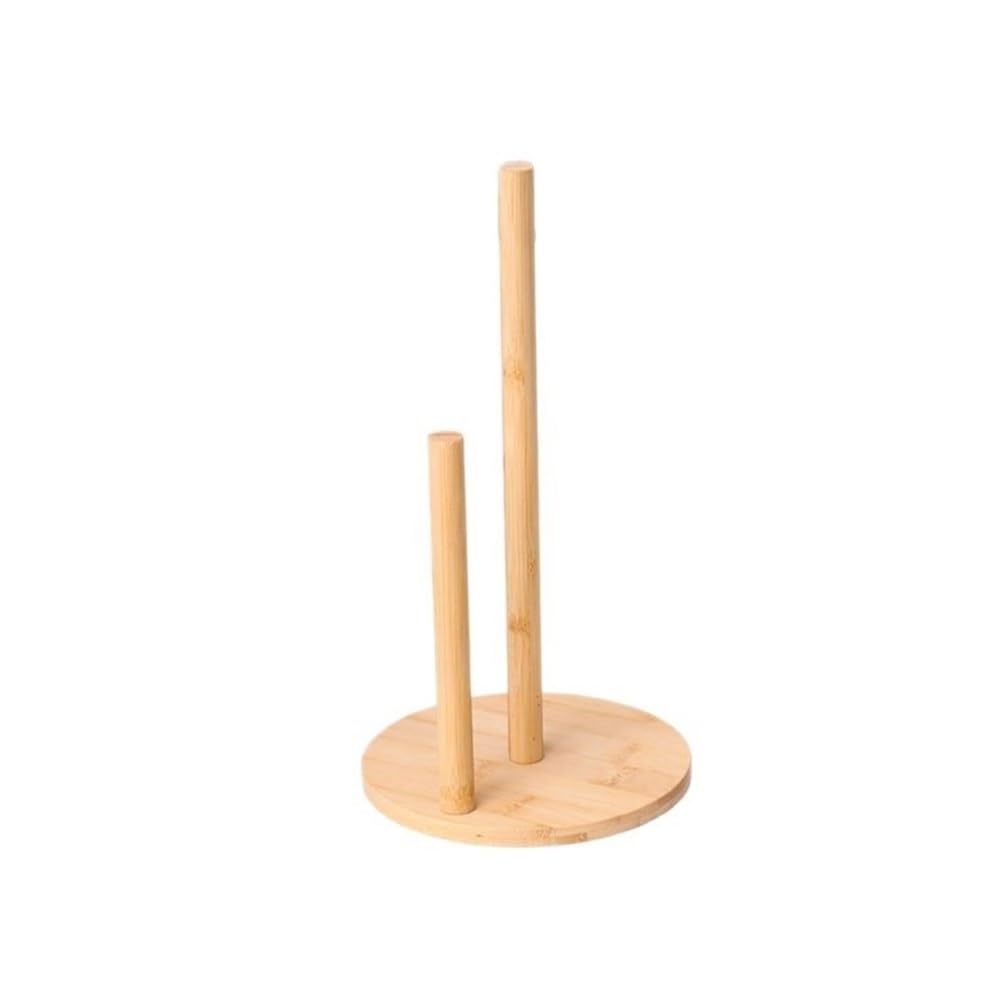 PaperTowel Holder, Bamboo Paper Towel Holder - Vertical Kitchen Organizer for Rolls & Rags