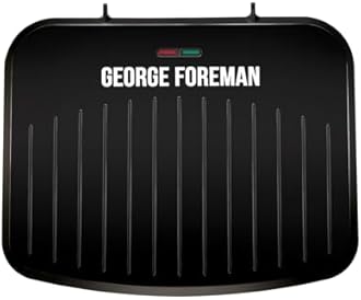 George Foreman Medium Electric Fit Grill [Non stick, Healthy, Griddle, Toastie, Hot plate, Panini, BBQ, Energy saving, Vertical storage, Easy clean, Drip tray, Ready to cook light] Black, 1630W 25810