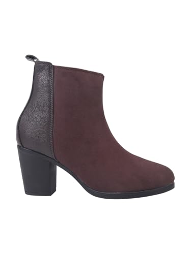 Image of Women's Ankle Boots with Block Heel | Side Zip Closure | Faux Suede Finish | Casual & Party Footwear Booties