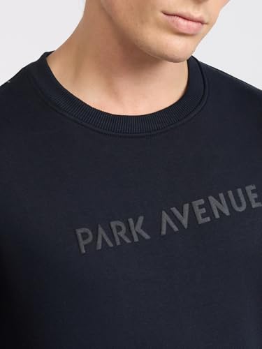 Image of Park Avenue Men Full Sleeve Slim Fit Solid Pattern Cotton Polyester Blend Regular Neck Regular Neck Casual Sweatshirt