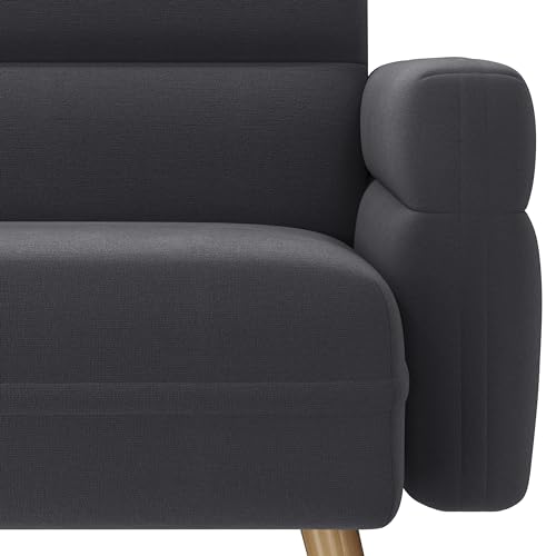 Yaheetech Kleines Sofa Mini Gepolsterte Couch mit 2 Lendenkissen Loveseat Sitzfläche 96 × 51 cm für Loft/Apartment/Spielzimmer Dunkelgrau