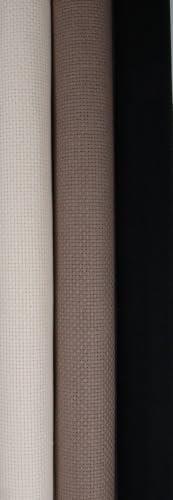 Image of KCS 3 pc of 15 inch x 18 inch(38cmx45cm) 14 Count Cross Stitch Cotton Aida Cloth Needlework Rolled Fabric Box,14CT,Ecru+Coffee+Black