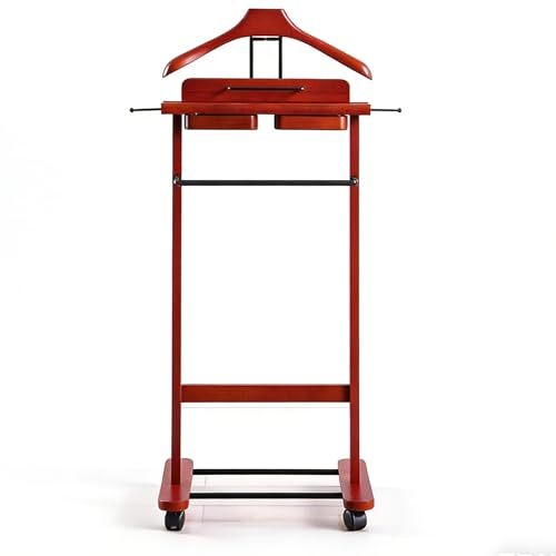 Perchero de Madera para Trajes,Galán de Noche de Pie con Ruedas Estilo Moderno,Organizador de Ropa para Dormitorio y Vestidor(Size:107cm,Color:Estilo-A)