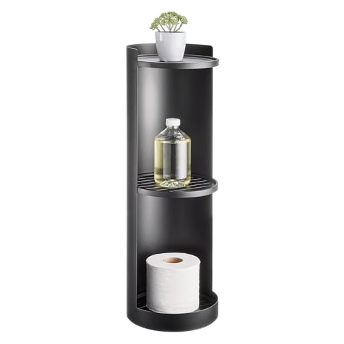 iDesign Freestanding 3 Bathroom Organizer-Matte Black Three Tier Rotating Shelf