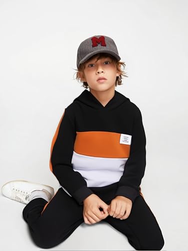 Image of Boys Sweatsuit Long Sleeve Color Block Hoodie Sweatshirt and Jogger Pants 2PC Sets Fall Clothes (Sizes: 4-8)