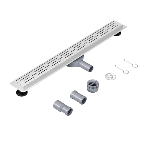 Neodrain Duschrinne 70cm Edelstahl Bodenablauf - 360° Siphon Duschablauf Extra Flach Ablaufrinne mit Geruchsstop Haarsieb und Abflussadapter Für Bad