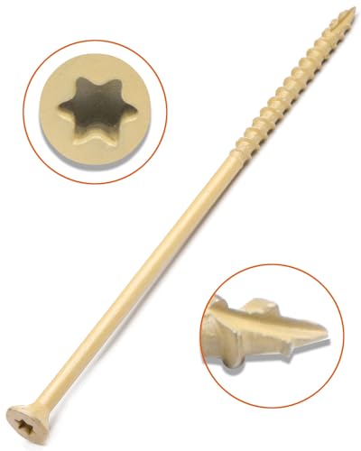 Image of IMSCREWS 400-Pack #10 x 6 Deck Screws, Star Drive, 1000h Salt Spray Resistant Coating, Tan Exterior Wood Screws for Landscaping & Treated Lumber, with Re-usable Sturdy PVC Box (No Bit)