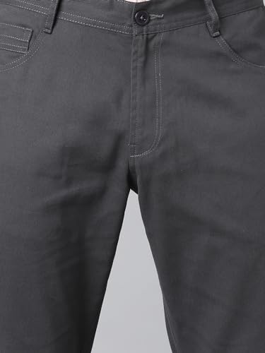 Image of Hubberholme Men's Tapered Fit Cotton Trousers, Ankle Length Button Closure Chinos