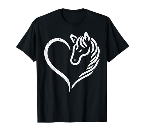 Heart Horse Cute Love Equestrian Women Girls Kids Teens T-Shirt