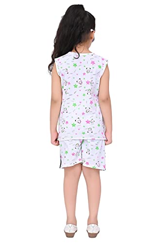 Image of SK Wardrobe Girls T-Shirt & Shorts Night Suit Set | Kids Cotton Sleepwear | Soft & Breathable Summer Nightwear | Comfortable Home Wear & Lounge Dress for Girls | Pack of 2