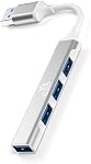 USB A U124A Extendeur multi-ports avec ports haute vitesse 3.0/2.0, 4-Port Mini USB Extendeur de port – Compatible avec Ordinateur portable, Bureau, PC – Conception compacte et portable – argent
