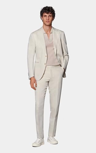 Mens 2 Piece Linen Suit Beach Wedding Suit Slim Fit Casual Summer Lightweight Groomsmen Tuxedo Linen Jacket Pants2