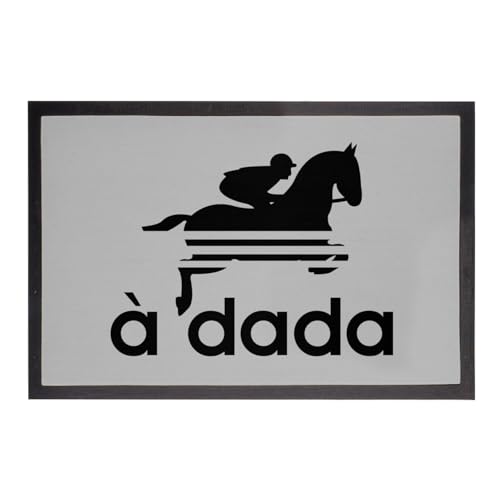 Paillasson gris A Dada Cheval cadeau original equitation 75x50cm