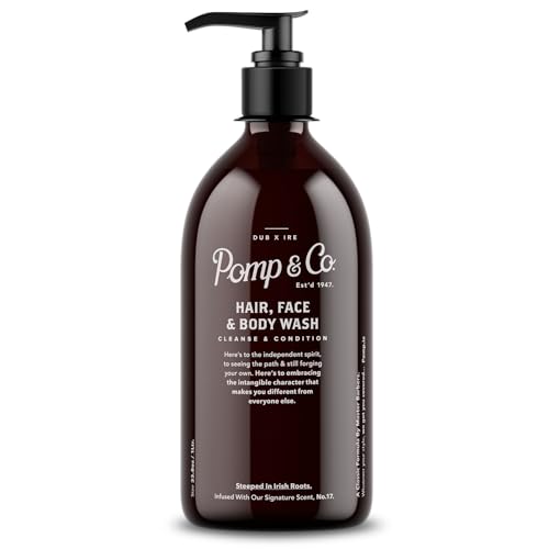 Pomp & Co. Detergente per Capelli, Viso e Corpo da Uomo, Profumazione Signature, 3 in 1 con Olio di Argan, 1 Litro