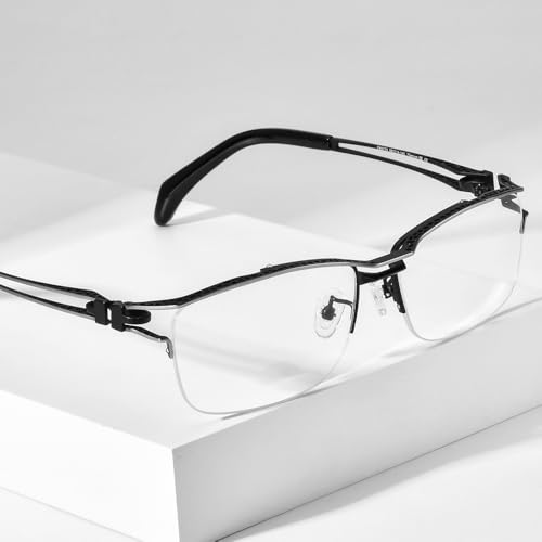 Image of FONEX Pure Titanium Glasses Frame Men Semi Rimless Square Eyeglasses Eyewear DTX416