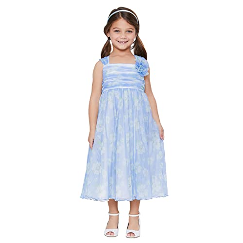 Bonnie Jean Girl's Blue Floral Dress for Little and Big Girls3