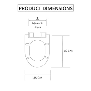 ELEGANT CASA Colour White 368 Soft-Closing D-shape Round PP Seat Cover Commode Cover (46 x 35 cm) Adjustable Hinges (Hole distance) from 13-18CM; White Colour