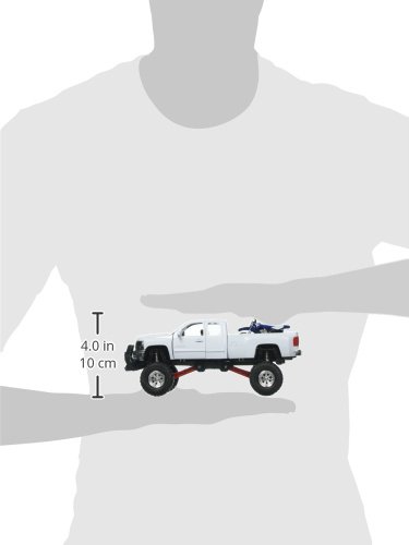 New Ray 1:32 Xtreme Off-Road - Chevrolet Silverado 2500HD blanco con Yamaha YZ 125 miniatura 3
