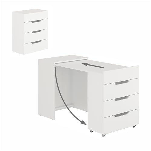 KOMTO Schreibtisch Weiß mit 3 Schubladen – Computertisch, Klappschreibtisch mit Stauraum, PC Tisch, Bürotisch für kleine Räume | Table FOLDY2 128 x 60 x 75 cm KOMTO Schreibtisch Weiß mit 3 Schubladen – Computertisch, Klappschreibtisch mit Stauraum, PC Tisch, Bürotisch für kleine Räume | Table FOLDY2 128 x 60 x 75 cm