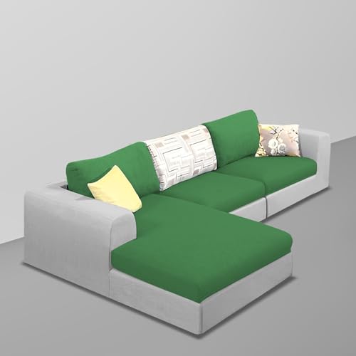 Image of Koza LHS 4 Seater L Shape Sofa Set for Living Room (Green Grey Fabric) Premium Fabric Sofa