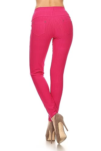 Image of Leggings Depot Women's Cotton Blend Stretch Pull-on Jeggings Casual Pants with Pockets (Available in Plus Size)
