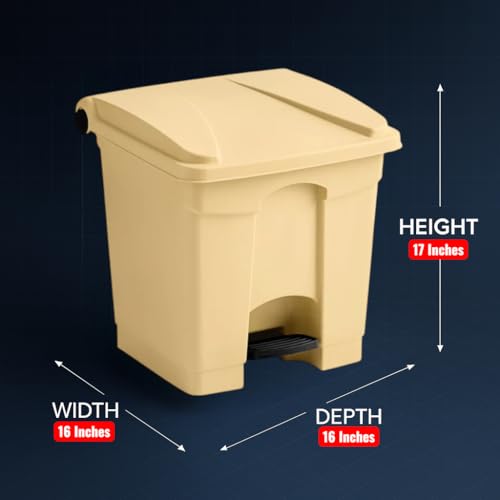 Caneca de basura rectangular beige de 8 galones con pedal miniatura 2