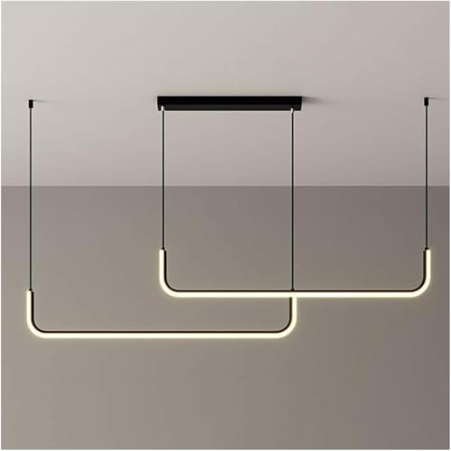 Lámparas lineales LED, lámpara colgante LED negra, lámpara de techo regulable, Compatible con comedor(150cm)