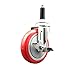 Service Caster Brand 5 Inch 316 Stainless Steel Light Duty Expanding Stem Caster Wheel Red Polyurethane Wheel and 3/4? Stem ? 350lbs./Caster?Swivel Caster with Locking Brake