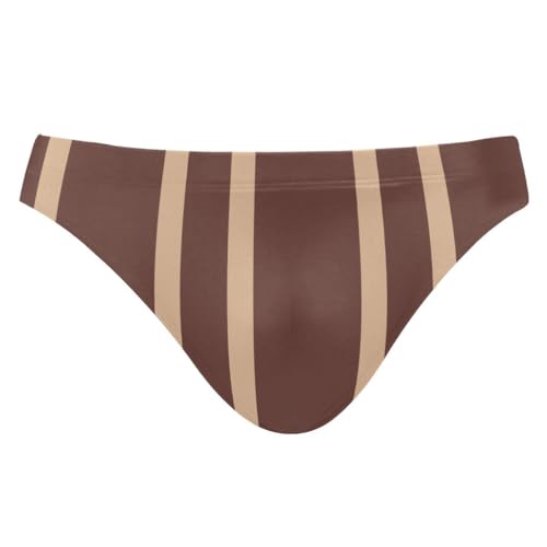 Men's Sexy Bikini Brown Stripe Swimsuit Swimwear Quick Dry Print Briefs 20300930