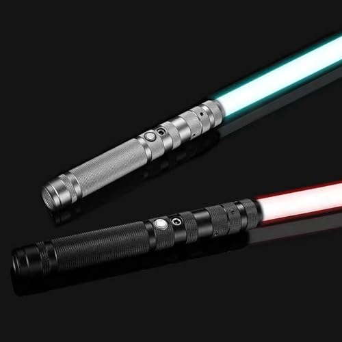 Sables de Luz para Hombre Niños de 8 Años, 2 Espada con ​​Empuñadura de Metal Negra​​ Duelos Juguete para niña , 16 Colores RGB 5 Modos Dinámicos Recargable Regalo Navidad para Adultos Adolescentes
