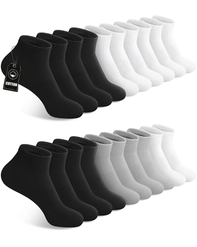 Image of YSense 10 Pairs Womens Ankle Socks Cotton Quarter Socks Women Men | Cushioned for Running Athletic Casual, Breathable Moisture-Wicking, Toe Seamless