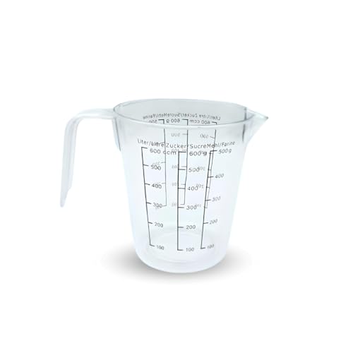 PARENCE.- Valvola dosatrice in plastica da 600 ml con maniglia - Graduazioni litri, zucchero, farina - Applicazione facile e precisa - Non mettere in lavastoviglie