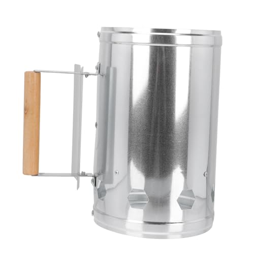 POPETPOP 1pezzi Ciminiera Accensione Carbonella Rapida Barbecue Esterno Resistente Alta Temperatura Impugnatura Legno Isolante per Grill e Bracere