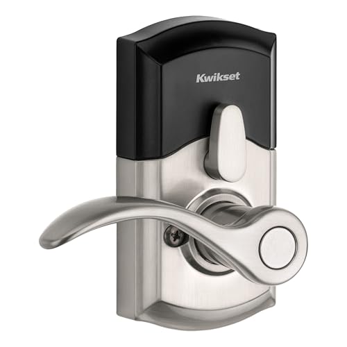 Kwikset SmartCode 955 Keypad Electronic Lever Door Lock Deadbolt Alternative with Pembroke Door Handle Lever Featuring SmartKey Security in Satin Nickel