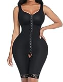 FeelinGirl Faja para Mujer con 3 Filas de Ganchos Fajas Reductoras Sobre Busto Abdomen Shapewear Body Reductor Soporte Torácico Levantar Caderas Muslos Delgados Negro L