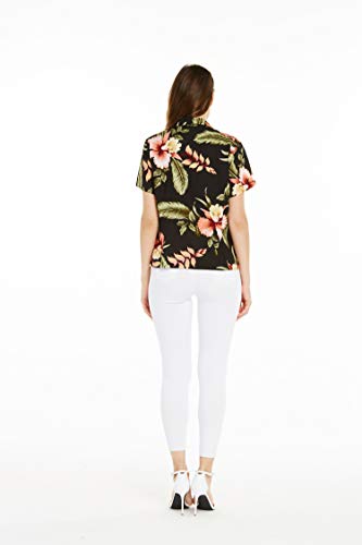 Image of Family Matching Hawaiian Clothes, Black Rafelsia | Lightweight 100% rayon • Family matching outfits • Beach vacations • Luaus • Cruises • Family photos