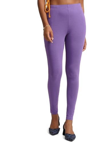 Image of ONE SKY Women Full Length Leggings | Cotton Modal Spandex Blend | High Waist Stretchable & Bio-Washed Fabric | Colour-Lock Technology | Comfortable Leggings for Women