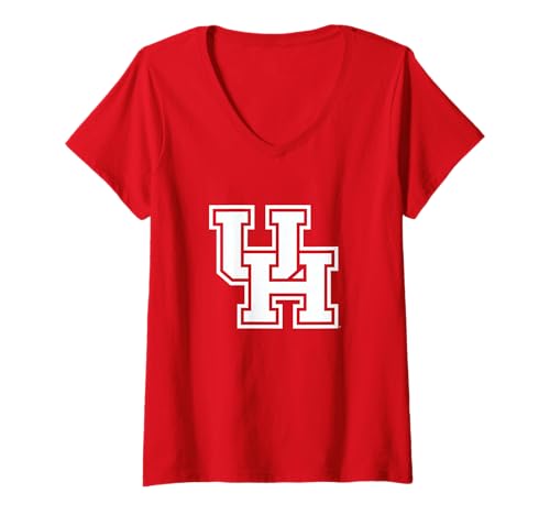 Women's University of Houston Cougars Distressed Primary V-Neck T-Shirt