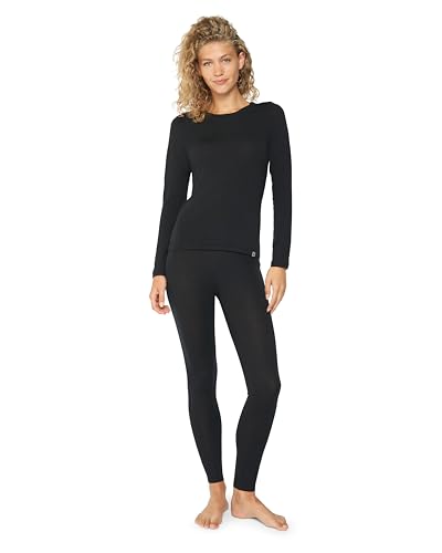 DANISH ENDURANCE Merino Thermo-Unterwäsche Set, Premium Funktionsunterwäsche, für Damen Schwarz S