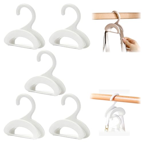 SZXINYAN 5 Pack Bag Hangers Purse Hangers for Closet Hooks for Organizer and Hanging Bags Handbags Belts Multiple Units Can Be Used in Series(Cream)