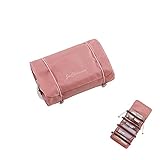 Ygapuzi 4 en 1 Neceser Colgante Enrollable Bolsa de Maquillaje con 4 Fundas de Malla Desmontables, Kit cosmético Compacto Bolsa organizadora de Viaje para Mujeres y niñas (Rosado)