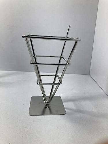 DOLIN Decor Private Limited stainless steel French Fries Stand electro polish Cone Basket Fry Holder Metal Cone Snack Fried Display Rack Wire Stands for Kitchen Restaurant Party Supplies