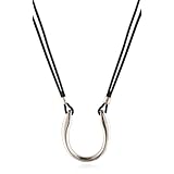 [R-days代官山] メガネホルダー ホースシューバックル ネックレス サングラス ユニセックス グラスホルダー 革 日本製 サングラスホルダー 眼鏡アクセサリー メガネ 首掛け メガネチェーン 大ぶり シンプル （ シルバー × ブラック/Lサイズ（通常ラッピング））