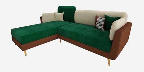 Image of Black Wood Modern Montez RHS Sectional Sofa (2 + Lounger) with Extra Luxury Comfort for Bedroom, Living Room, Dining Room, Drawing Room, Home Office in Bug Resistant Wood Structure