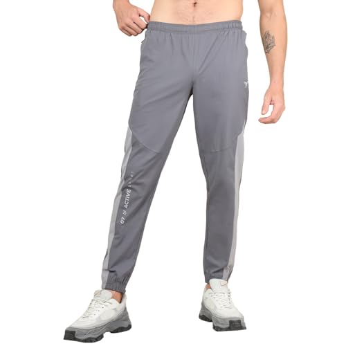 Image of TECHNOSPORT Men's Colorblock Slim Fit Sports Joggers TECHNOLITE Lightweight Active Track Pants Quick Dry Stretch Gym Running Training Fitness Activewear